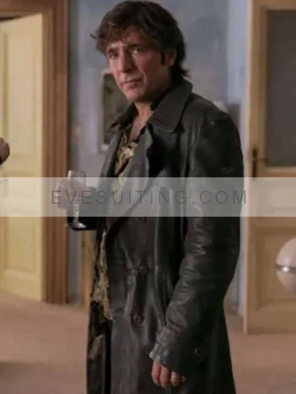 Adriano Giannini Supersex 2024 Tommaso Black Leather Long Coat