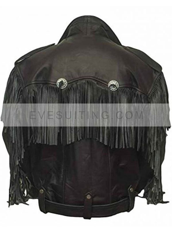 Alba Flores Money Heist Nairobi Black Fringe Leather Motorcycle Black Jacket