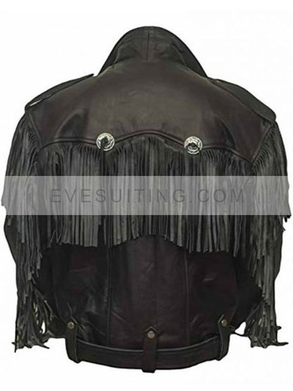 Alba Flores Money Heist Nairobi Black Fringe Leather Motorcycle Black Jacket