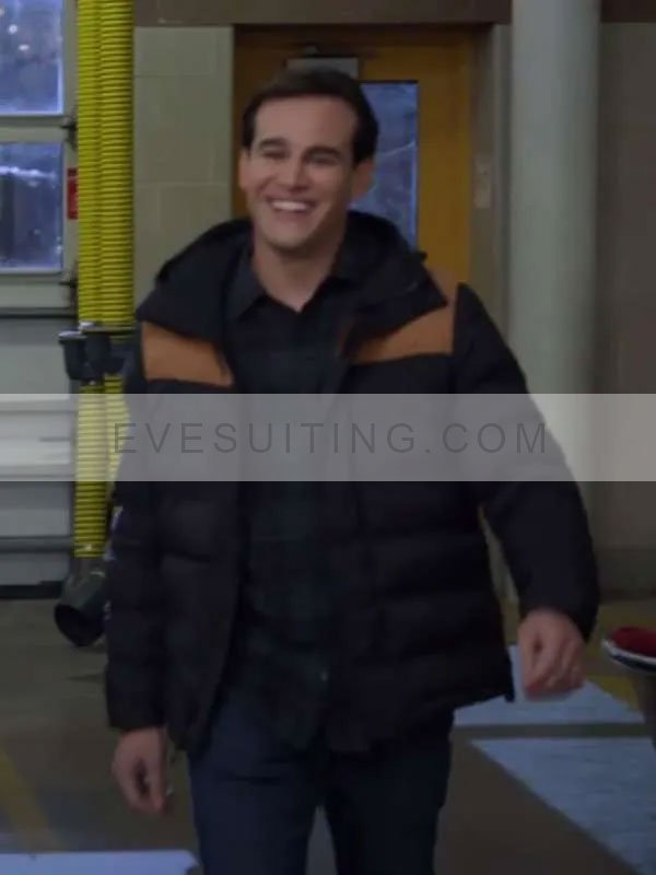 Alberto Rosende Chicago Fire Season 12 Blake Gallo Black And Brown Hooded Puffer Jacket
