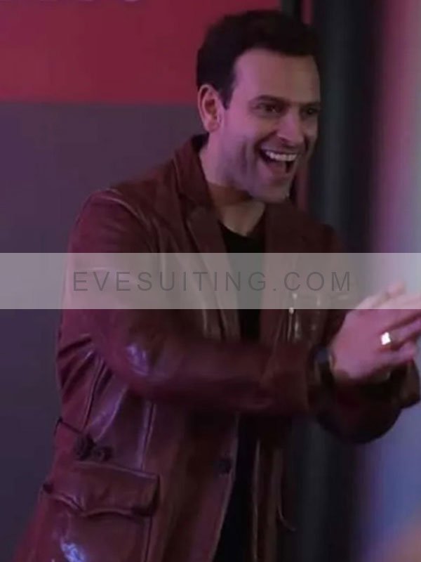 Alessandro Borghi Supersex 2024 Brown Leather Jacket