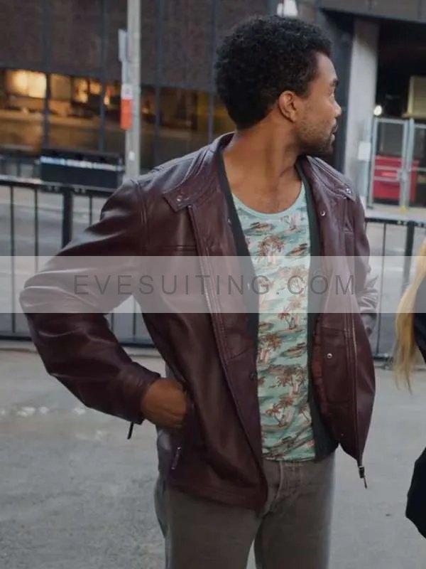 Alexander Nunez Movie True Justice Family Ties 2024 Liam Anderson Brown Leather Jacket