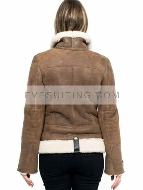 Alexandra Breckenridge Virgin River Melinda Monroe Suede  Brown Shearling Jacket