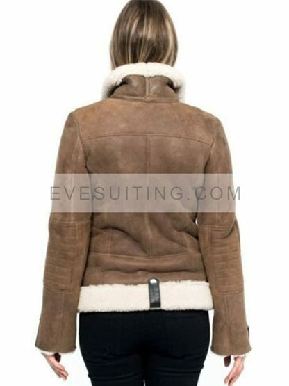 Alexandra Breckenridge Virgin River Melinda Monroe Suede  Brown Shearling Jacket