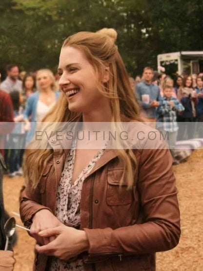 Alexandra Breckenridge Virgin River Season 2 Melinda Monroe Brown Leather Jacket