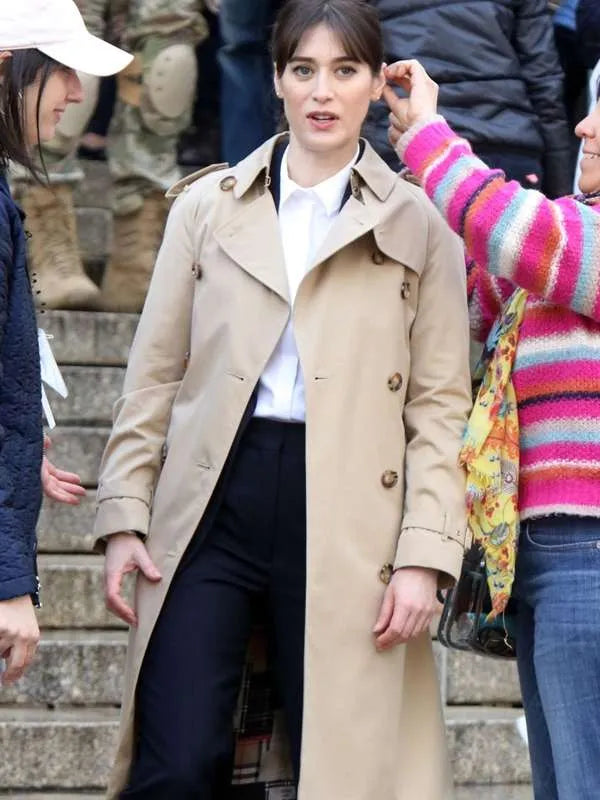 Alexandra Mullen Zero Day Lizzy Caplan Beige Trench Coat