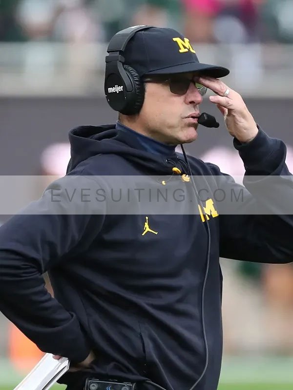 American Football Coach Jim Harbaugh Fleece Hoodie