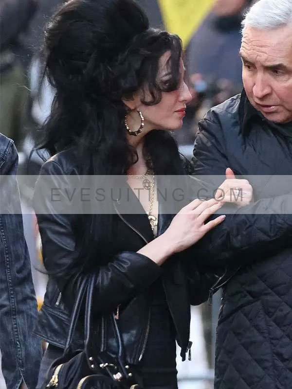 Amy Winehous Back To Black 2024 Marisa Abela Black Leather Biker Jacket