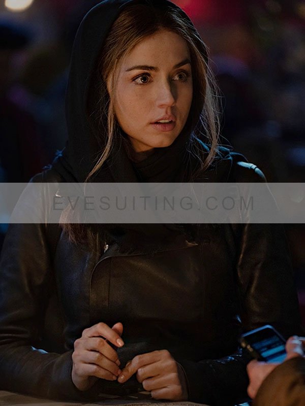 Ana De Armas Ghosted 2023 Sadie Rhodes Leather Black Jacket