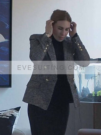Ani Mouradian The Flight Attendant Zosia Mamet Grey Houndstooth Blazer
