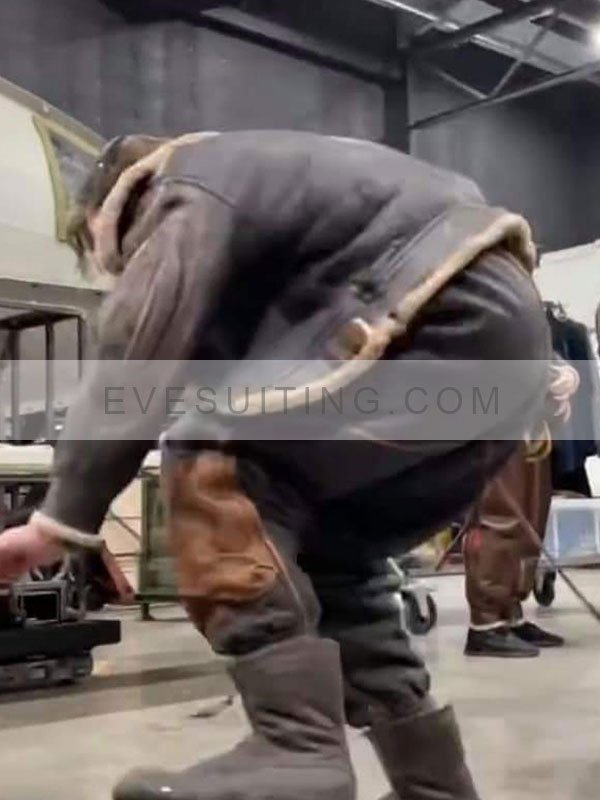 Anthony Boyle TV Series Masters of the Air S01 Lt. Harry Crosby Brown Shearling Leather Jacket