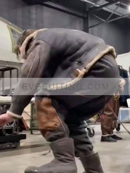 Anthony Boyle TV Series Masters of the Air S01 Lt. Harry Crosby Brown Shearling Leather Jacket