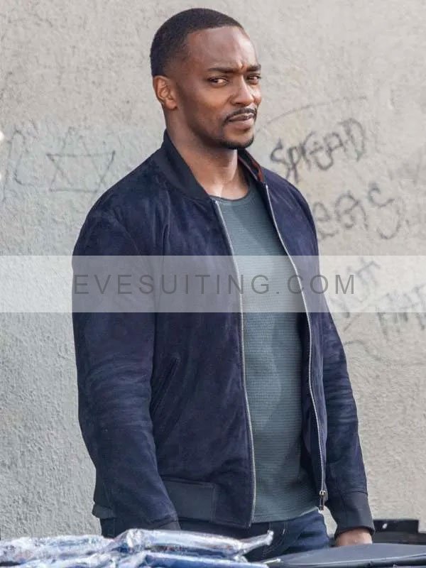 Anthony Mackie Captain America Brave New World 2025 Sam Wilson Suede Leather Bomber Jacket