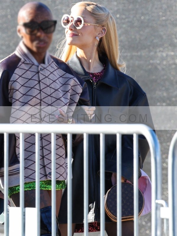 Glinda Movie Wicked Part One 2024 Ariana Grande Black Leather Jacket