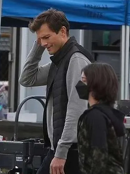 Ashton Kutcher Your Place or Mine 2023 Peter Coleman Black Puffer Vest