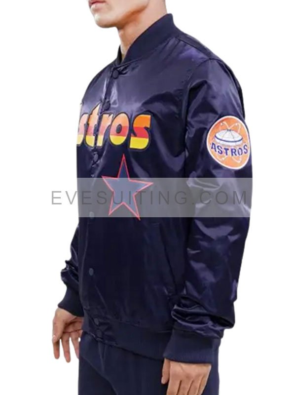 Astros Big Logo Satin Bomber Jacket