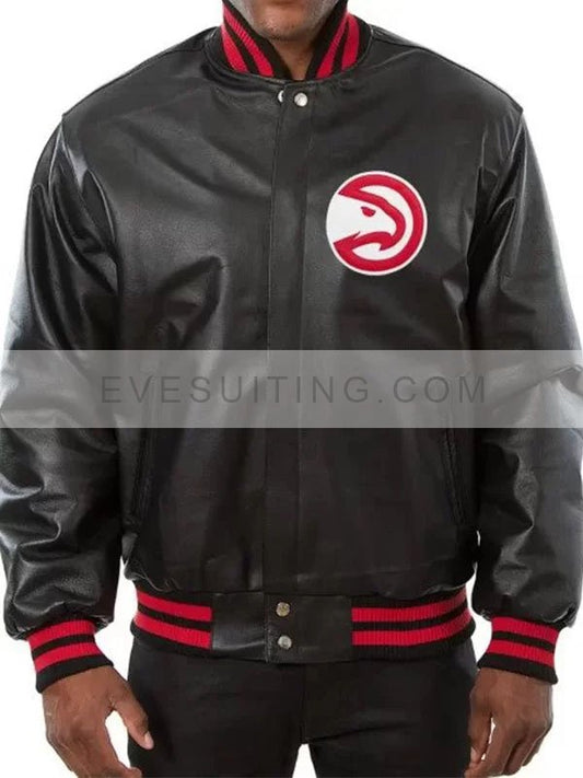 Atlanta Hawks Leather Varsity Jacket