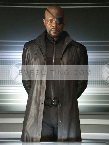 Avengers Age Of Ultron Nick Fury Black Leather Coat
