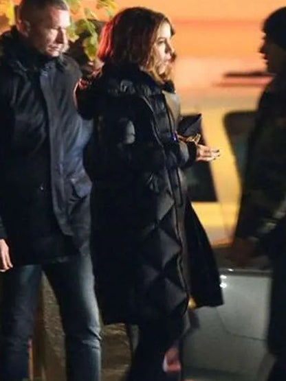 Avery Graves Canary Black 2024 Kate Beckinsale Black Puffer Hooded Coat