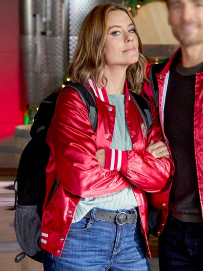 Avery Movie Jingle Bell Run 2024 Ashley Williams Red Satin Jacket