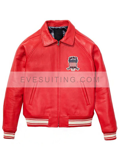 Avirex All Americans Red And Black Leather Jacket