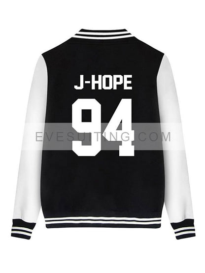 BTS Black And White Varsity Letterman Jacket