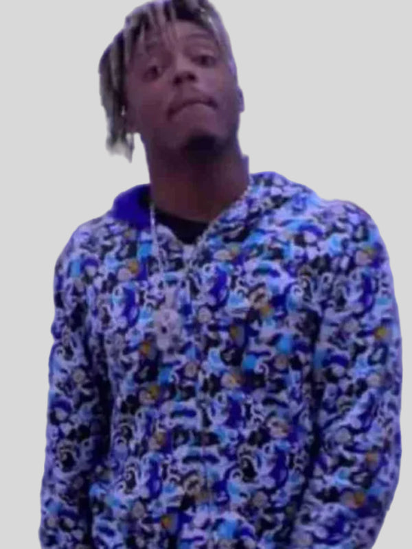 Bape Armed & Dan­ger­ous Juice Wrld Blue Fleece Hood­ie