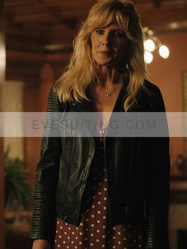 Beth Dutton Yellowstone SO4 Kelly Reilly Black Leather Motorcycle Jacket