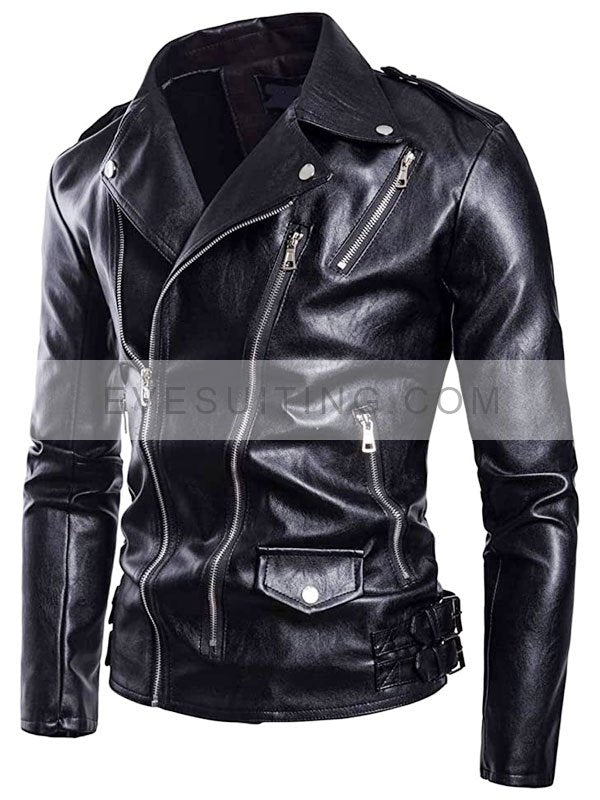 Biker Motorcycle Leather Jacket For Men
