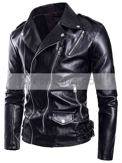 Biker Motorcycle Leather Jacket For Men