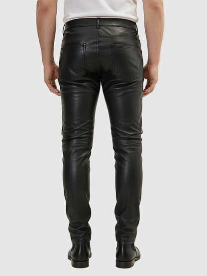 Biker Black Leather Pant For men