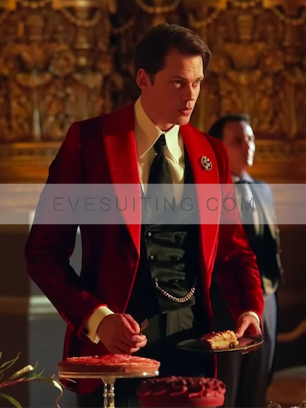 Bill Skarsgard John Wick Chapter 4 Marquis Red Blazer