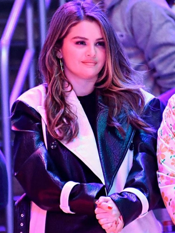 Black And White Selena Gomez Coat