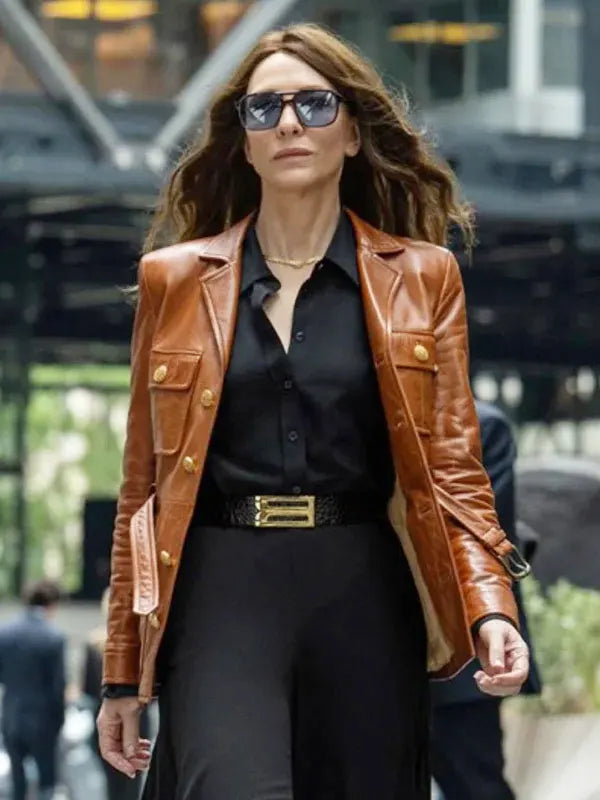 Black Bag 2025 Cate Blanchett Brown Leather Jacket