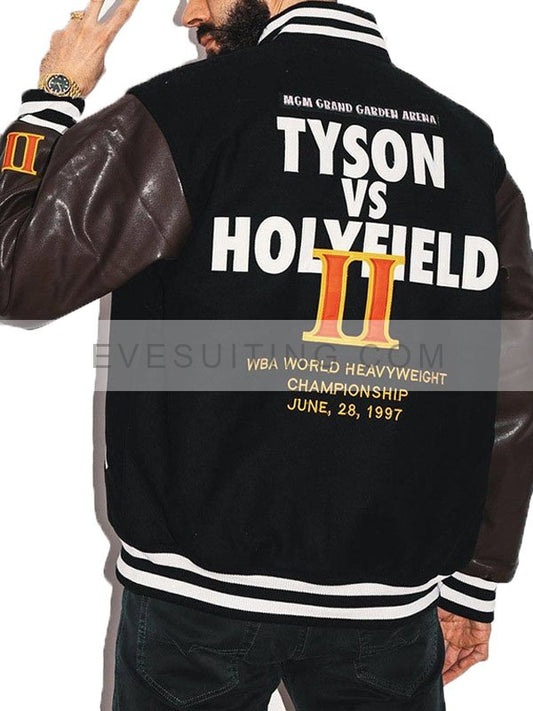 Black Letterman Headgear Tyson Vs Holyfield Wool Jacket