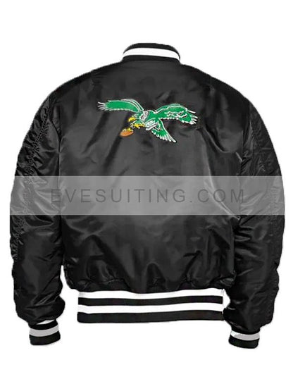 Black Philadelphia Eagles MA-1 Bomber Jacket