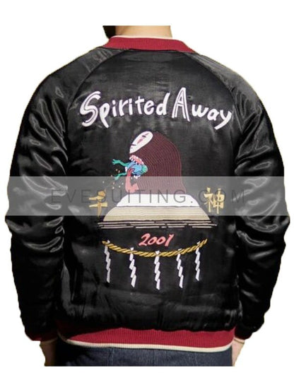 Black Spirited Away Bomber Satin Jacket