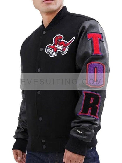 Black Toronto Raptors Varsity Jacket