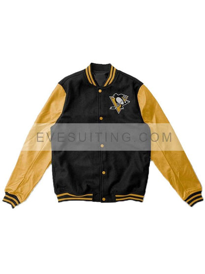 Black And Yellow Penguins Varsity Jacket