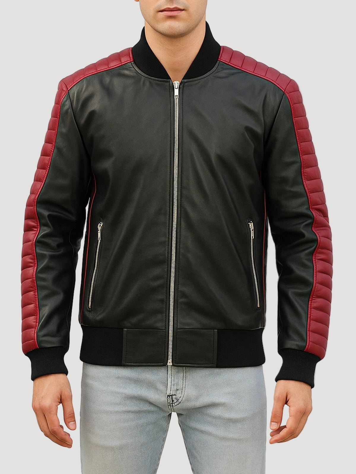 Black and Red Miami Vice Stunt Team Jacket with Detachable Hood