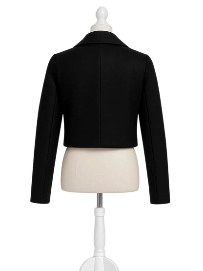 Black cropped wool jacket inspired by Wednesday Addams outfit