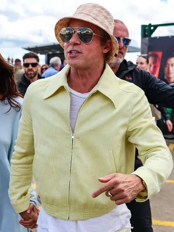 Brad Pitt Yellow Cotton Jacket F1 2025 Premiere Outfit