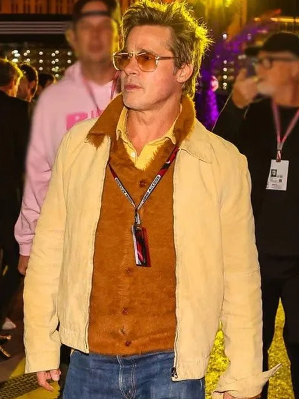 Brad Pitt Yellow Cotton Jacket from F1 Grand Prix Event 2025