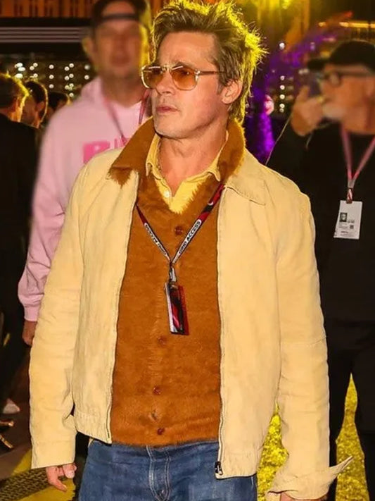 Brad Pitt Yellow Cotton Jacket from F1 Grand Prix Event 2025