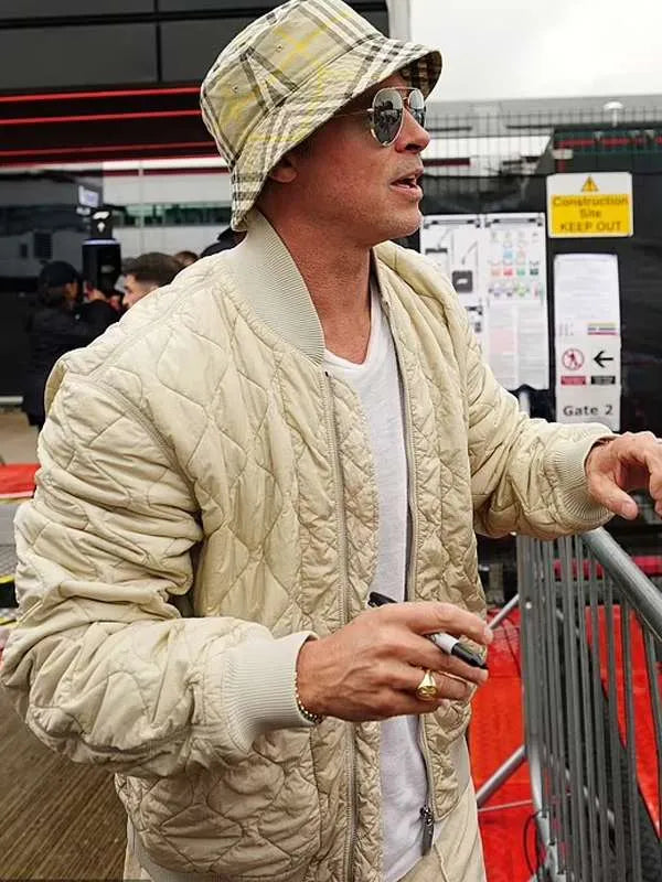 Brad Pitt quilted bomber jacket from F1 2025 movie