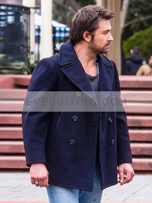 Brandon Sklenar Movie It Ends With Us 2024 Atlas Corrigan Blue Wool Peacoat