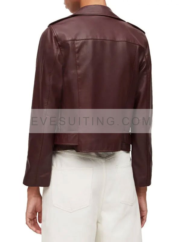 Brie Sheridan Virgin River S04 Zibby Allen Dark Brown Leather Biker Jacket