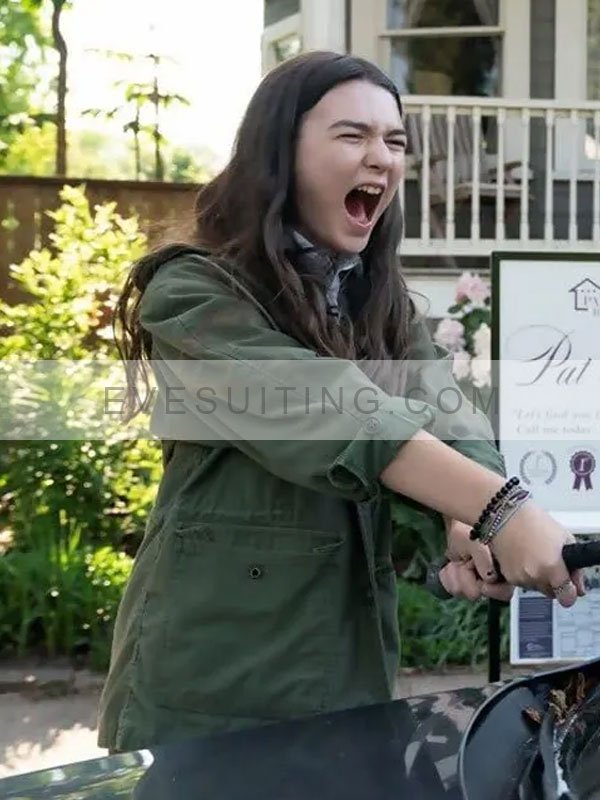 Brooklynn Prince Movie Little Wing 2024 Kaitlyn McKay Green Cotton Jacket With Hood