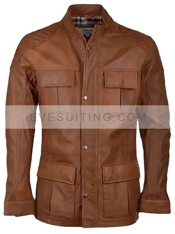 Men's Brown Quilted Leather Jacket