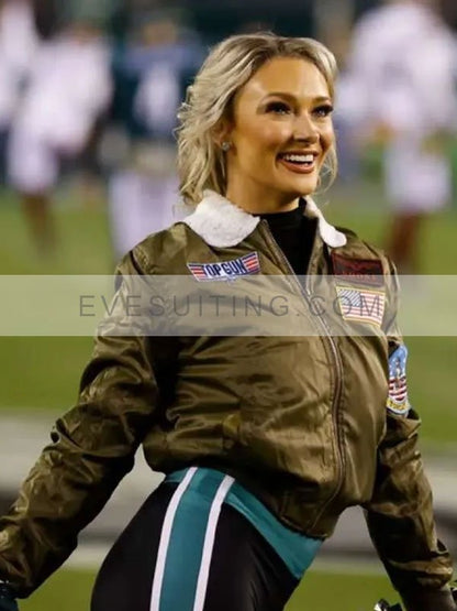 Brown Philadelphia Eagles Cheerleaders Top Gun Bomber Jacket